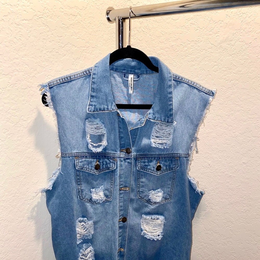 American Bazi Ripped Jean Vest